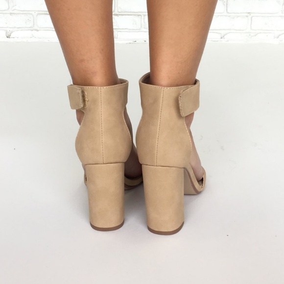 Nude Chunky Ankle Strap Heel Sandals - Picture 3 of 3